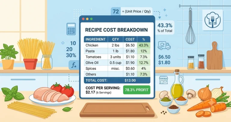 Restaurant profit margin formula and calculator showing revenue, expenses, and net profit breakdown